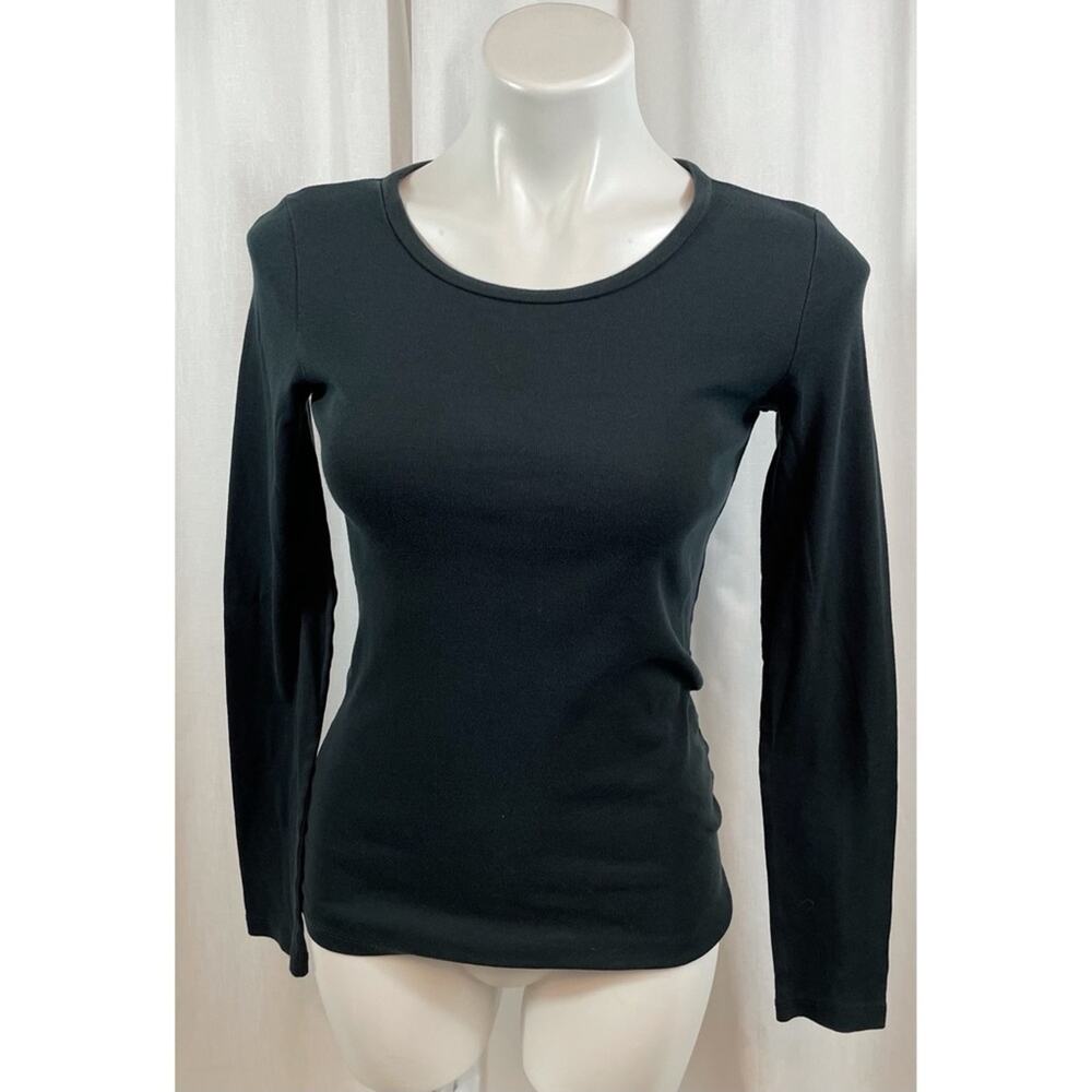J. Crew Top 100% Cotton Long Sleeve Tee Black Basic Tee Scoop Neck